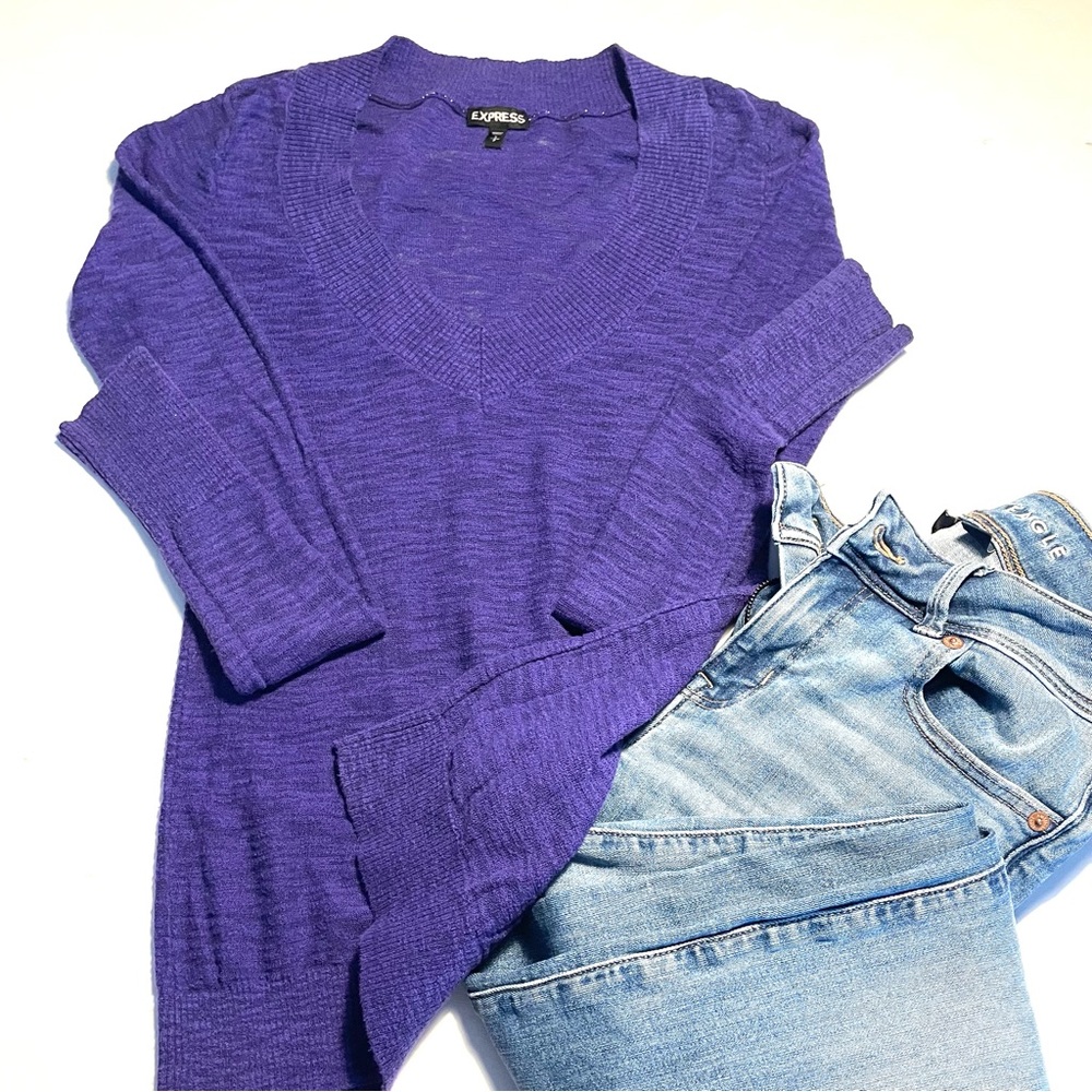 Express  V-neck sweater, size small, purple